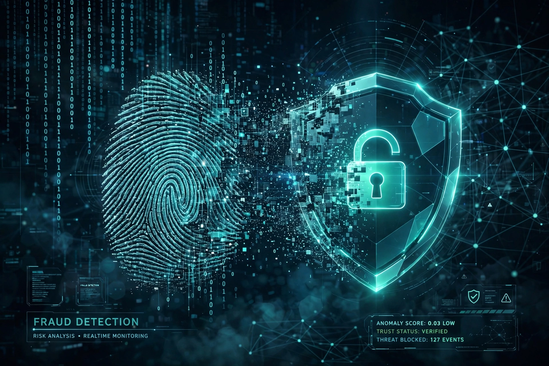 Fingerprint and shield representing Verisoul fraud detection